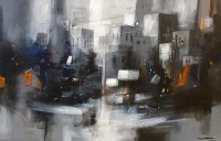 G. N. Qazi, 24 x 36 inch, Acrylic on Canvas, Cityscape Painting, AC-GNQ-079